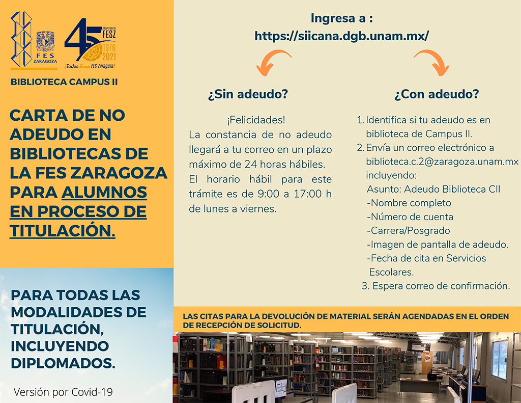 Infografía Constancia de no adeudo alumnos UNAM, FES Zaragoza Campo II